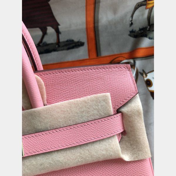 Hermes Birkin Epsom leather Handbags Pink Silver