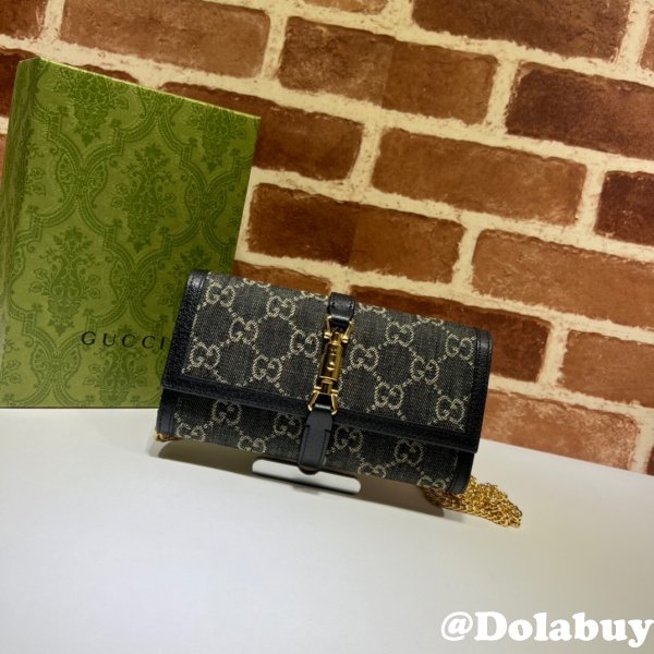 Gucci aaa replica 652681 Jackie 1961 chain wallet black