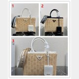 Top Quality Best prada Wicker and canvas tote bag